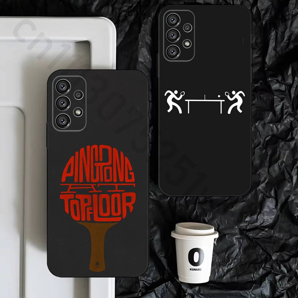 Table Tennis Logo Free - ไม้ปิงปอง เคสโทรศัพท์สำหรับซัมซุง S9,S10,S20,S10,S21,S25,S24,S23,Ultra,FE,Plus,Lite,ซิลิโคนนุ่มสีดำ
