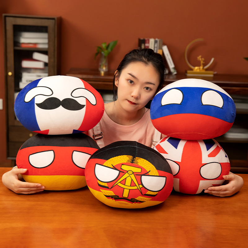 Table Tennis France - ตุ๊กตาโปแลนด์บอลน่ารัก ขนาด 10-30 ซม. ของเล่นตุ๊กตาประเทศต่างๆ เช่น