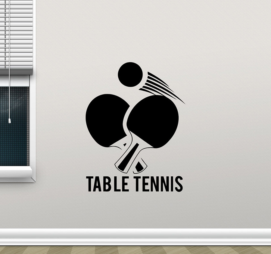 Table Tennis Illustration - ตารางเทนนิสสติ๊กเกอร์ติดผนังปิงปองกีฬาไวนิล Decal ภาพจิตรกรรมฝาผนังผนังโปสเตอร์วอลล์เปเปอร์ D427
