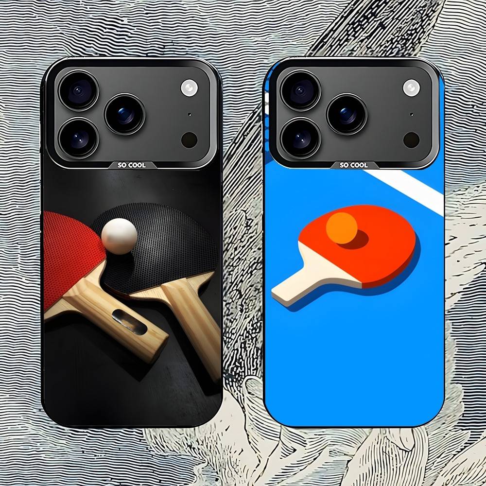 Table Tennis Logo Free - เคสโทรศัพท์ลายไม้ปิงปองสำหรับ iPhone 17,16,15,14,13,12,11,Pro,Max,Plus,E,Air,Mini สีดำ TPU IMD