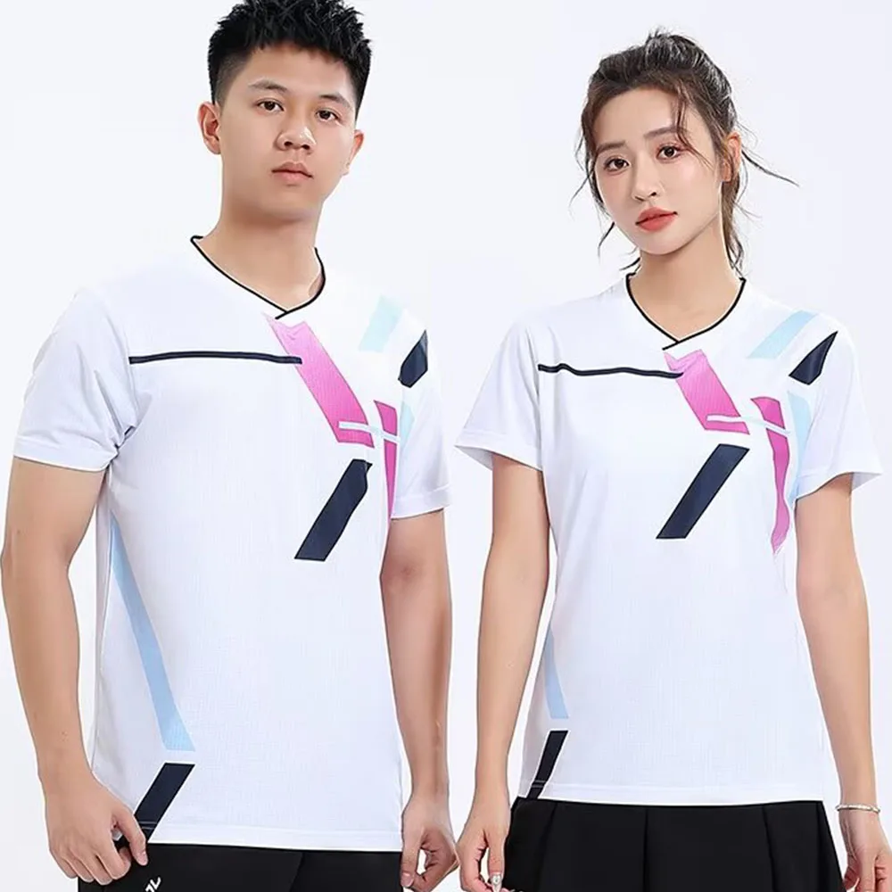 Table Tennis Volleyball - เสื้อยืดแบดมินตันสำหรับผู้ชายและผู้หญิง แห้งเร็ว แขนสั้น สำหรับฤดูร้อน เหมาะสำหรับวอลเลย์บอล เทนนิสโต๊ะ