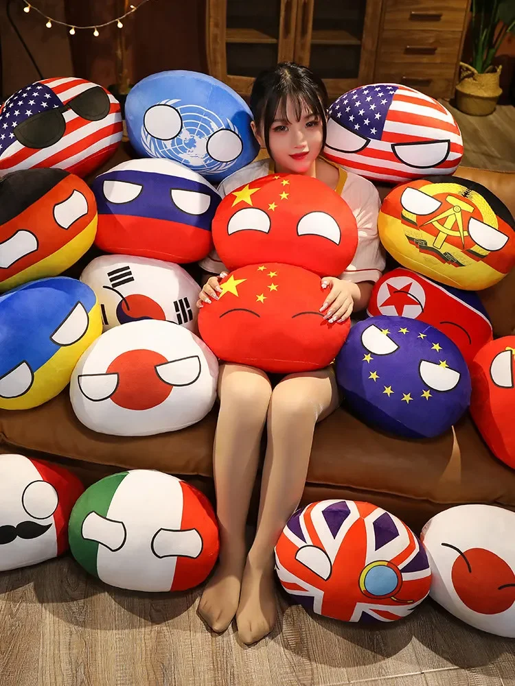 Table Tennis France - Country Ball ของเล่น Plush Polandball มืออุ่นหมอน
